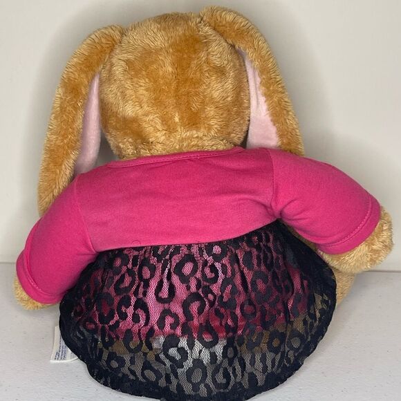 Build A Bear Bunny with pink/black dress - Picture 2 of 3